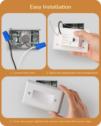 EDISHINE 120V Dimmable LED Step Lights, 2.5W 150LM, 2700K/3500K/5000K, 5%-100% Dimmable IP65 Waterproof, CRI90, Aluminum, Beam Angle 30°, White-HGSL12A
