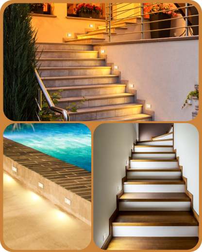 EDISHINE 120V Dimmable LED Step Lights, 2.5W 150LM, 2700K/3500K/5000K, 5%-100% Dimmable IP65 Waterproof, CRI90, Aluminum, Beam Angle 30°, White-HGSL12A