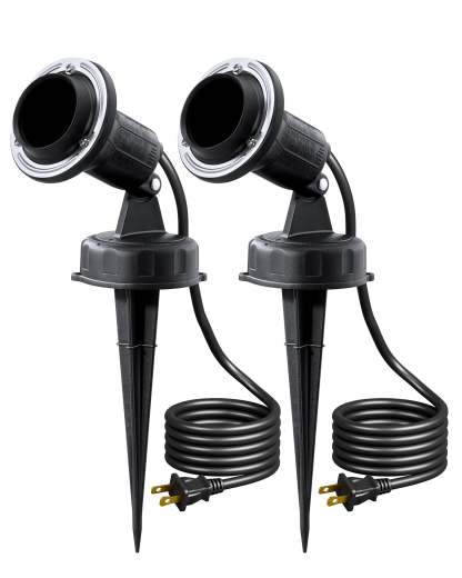 EDISHINE 120V 180° Adjustable Outdoor Spotlights (2 Pack)-HGSL15A-B2B