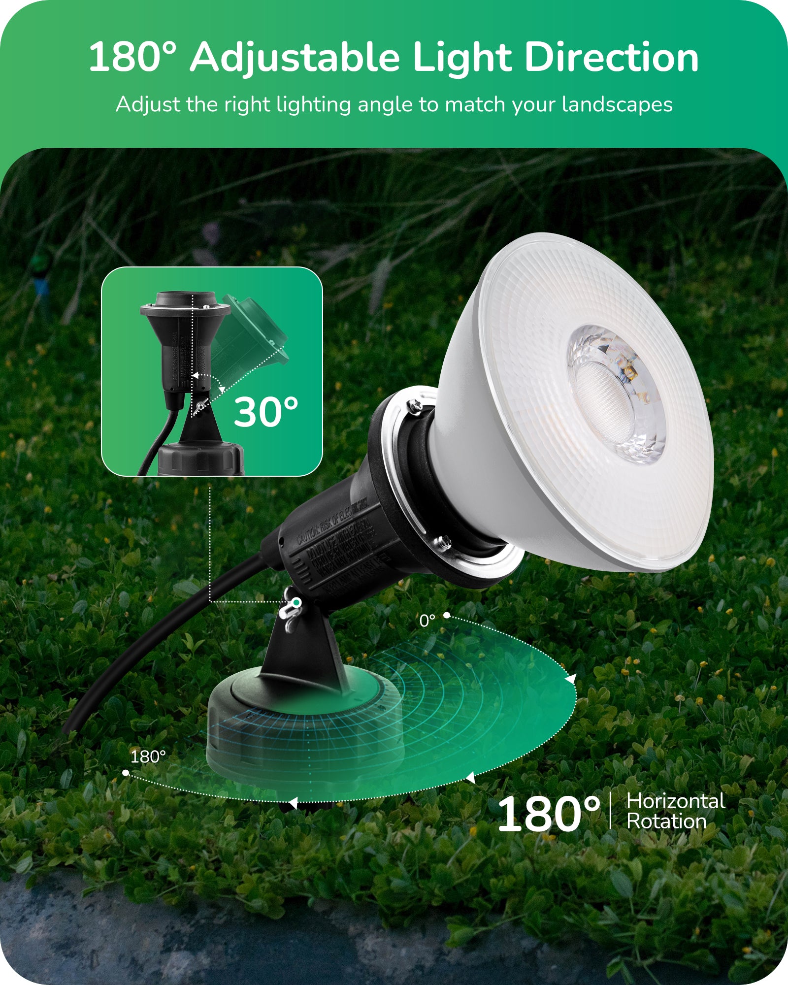 EDISHINE 120V 180° Adjustable Outdoor Spotlights (2 Pack)-HGSL15A-B2B