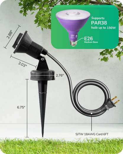EDISHINE 120V 180° Adjustable Outdoor Spotlights (2 Pack)-HGSL15A-B2B