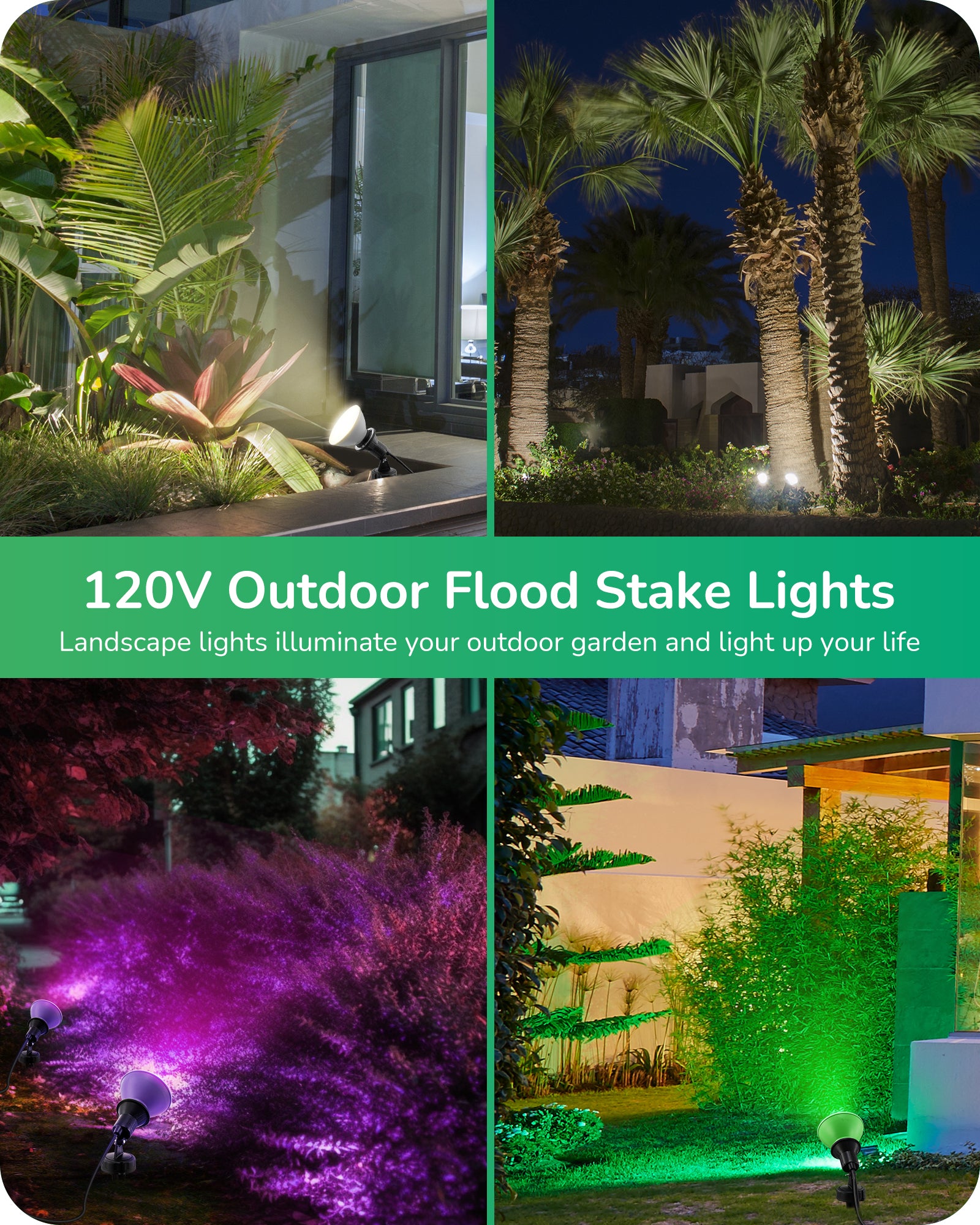 EDISHINE 120V 180° Adjustable Outdoor Spotlights (2 Pack)-HGSL15A-B2B