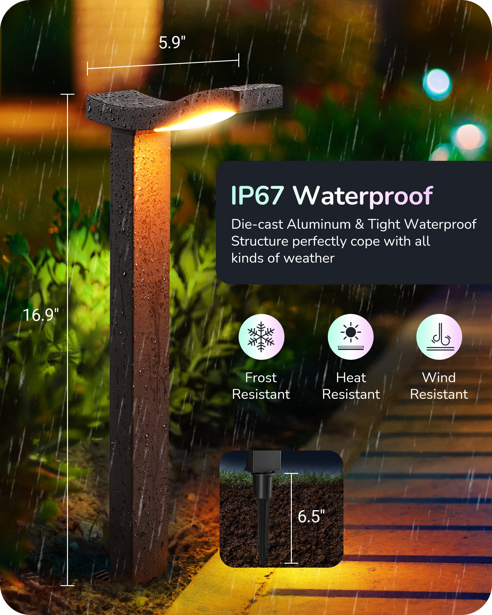 EDISHINE 48FT Smart Christmas Pathway Lights, RGBW 350LM 24V 36W Low Voltage LED Landscape Lighting, 4PCS-HGSL31A