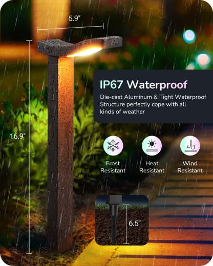 EDISHINE 48FT Smart Christmas Pathway Lights, RGBW 350LM 24V 36W Low Voltage LED Landscape Lighting, 4PCS-HGSL31A