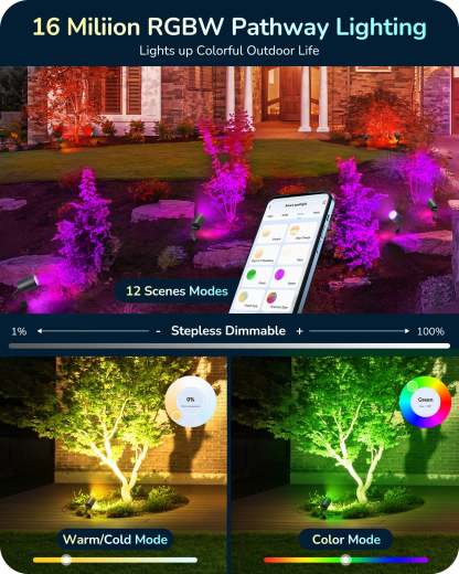 EDISHINE 50ft IP67 Smart Low Voltage Landscape Lights (4 Pack)-HGSL32A