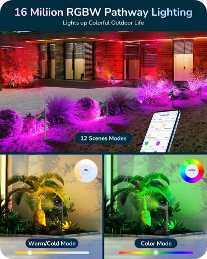 EDISHINE 48ft 12V IP67 Smart Low Voltage Landscape Lights (4 Pack)-HGSL33A