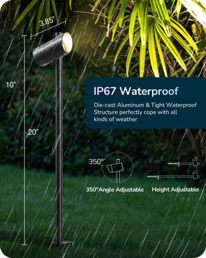 EDISHINE 48ft 12V IP67 Smart Low Voltage Landscape Lights (4 Pack)-HGSL33A