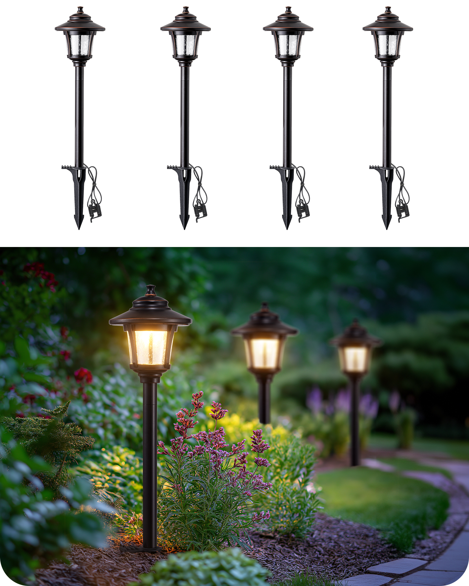 EDISHINE 12V 3W 120LM 3000K Warm White Low Voltage Landscape Lights, 4 Pack-HGSL34A
