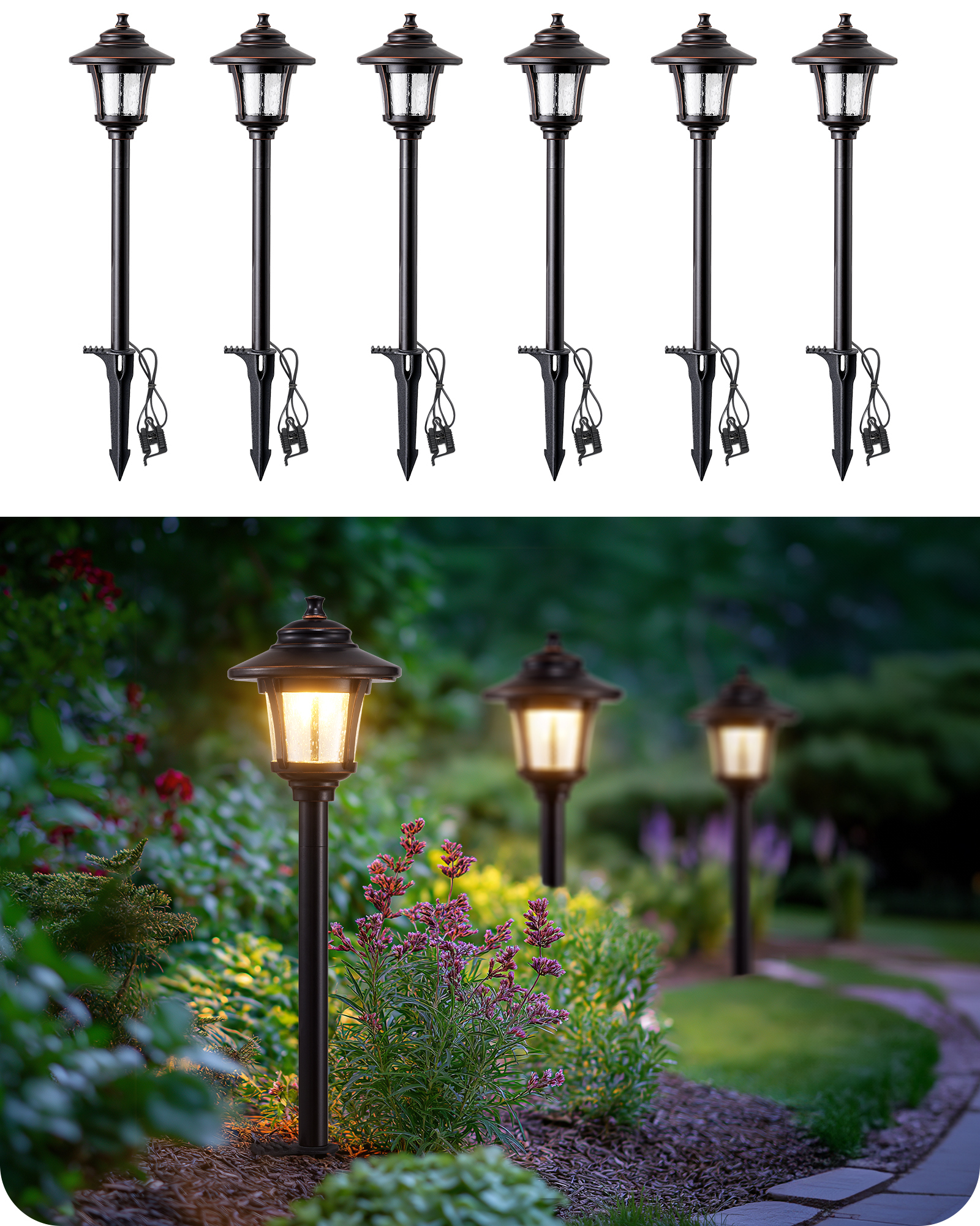 EDISHINE 6 Pack Low Voltage Landscape Lighting-HGSL34B