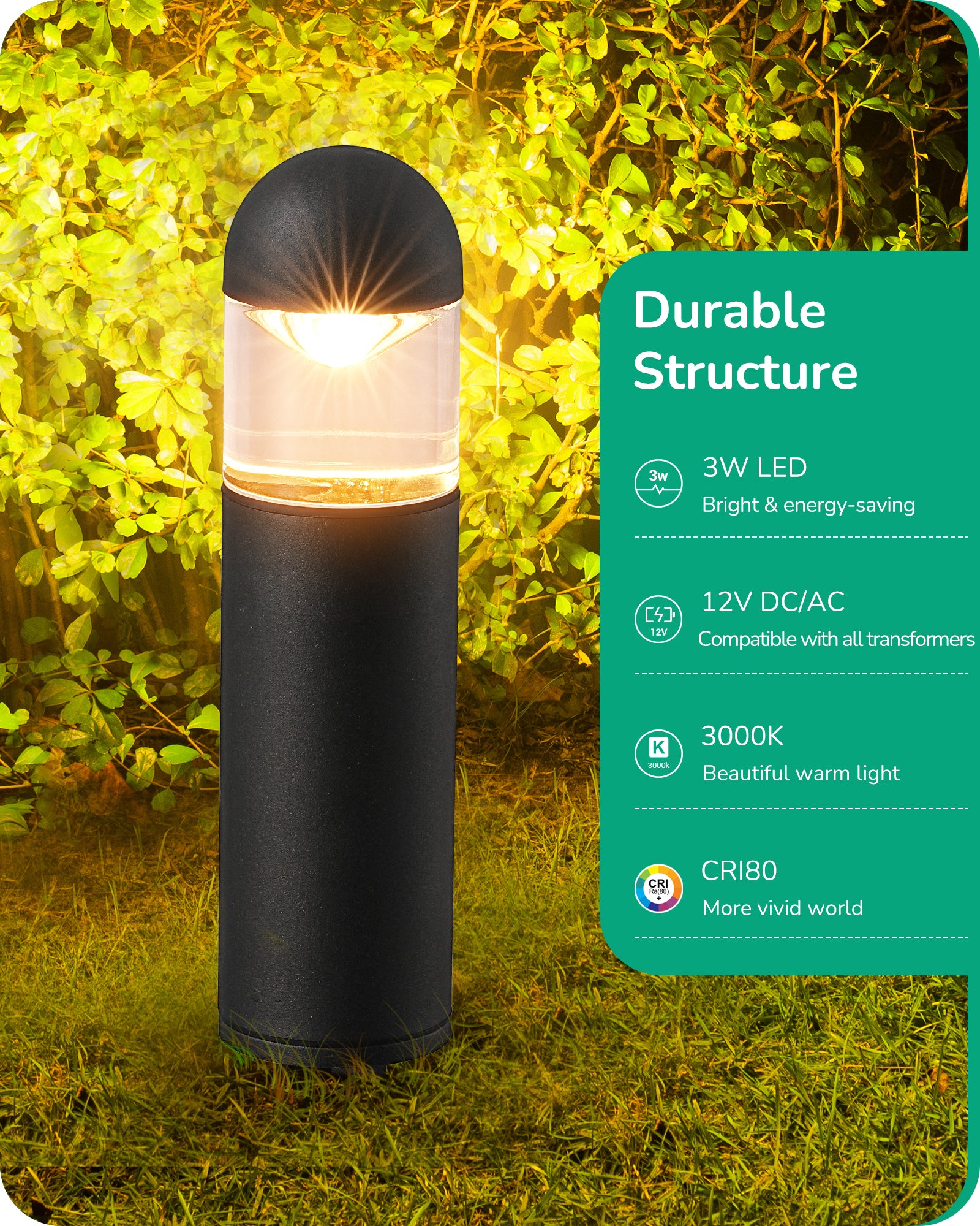 EDISHINE 12V 3W 3000K Warm White Low Voltage Landscape Lights, IP65, CRI 80, 6 Pack-HGSL35A