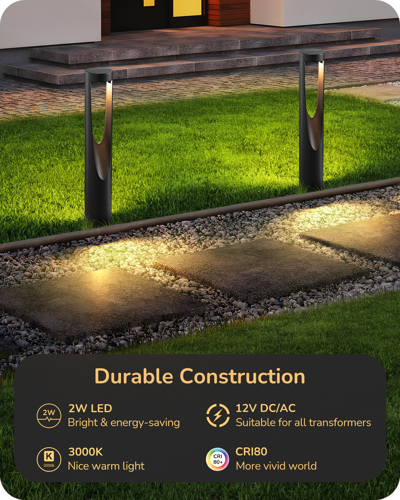 EDISHINE 8 Pack Low Voltage Landscape Lighting-HGSL36B