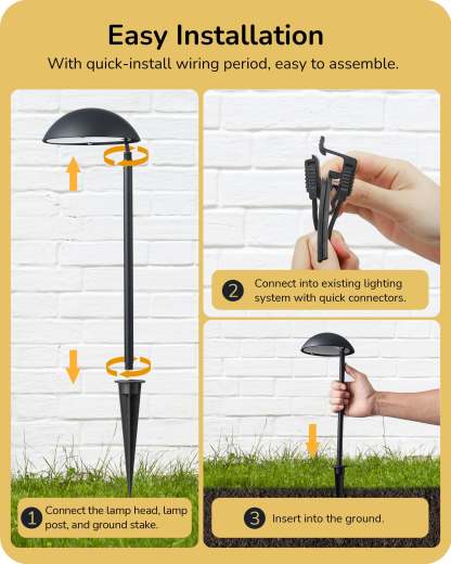 EDISHINE 3W 3000K Low Voltage Landscape Lights, 50,000 Hrs,  4 Pack-HGSL37A