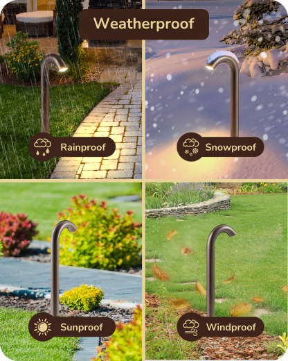 EDISHINE Low Voltage Landscape Lights, 3W 3000K 200LM, IP65, CRI80 Aluminum Candy Cane Light, Bronze-HGSL39B