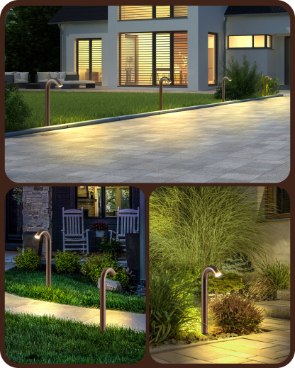 EDISHINE Low Voltage Landscape Lights, 3W 3000K 200LM, IP65, CRI80 Aluminum Candy Cane Light, Bronze-HGSL39B