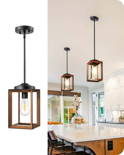EDISHINE 63 Inch Adjustable Farmhouse Pendant Light (1 Pack) -HHPL05H