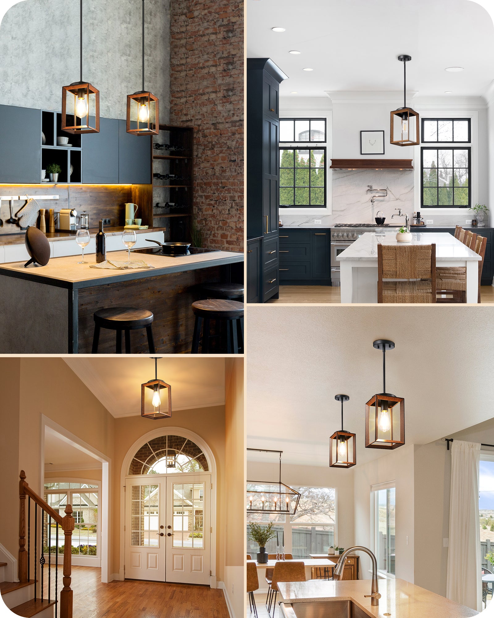 EDISHINE 63 Inch Adjustable Farmhouse Pendant Light (1 Pack) -HHPL05H