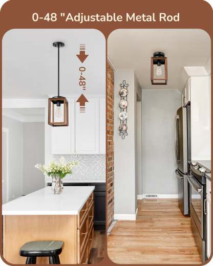 EDISHINE 63 Inch Adjustable Farmhouse Pendant Light (1 Pack) -HHPL05H