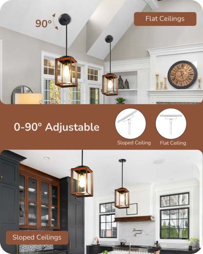 EDISHINE 63 Inch Adjustable Farmhouse Pendant Light (1 Pack) -HHPL05H