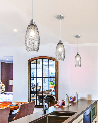 EDISHINE 3 Pack Handcrafted Art Glass Pendant Light Fixture-ZHHPL08D3