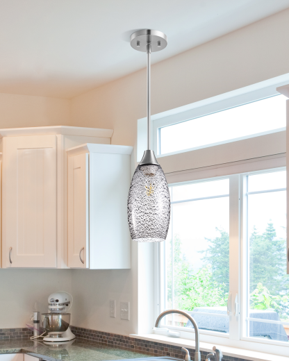 EDISHINE Handcrafted Art Glass Pendant Light Fixture-HHPL08D