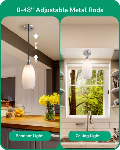 EDISHINE Handcrafted Art Glass Pendant Light Fixture-HHPL08E