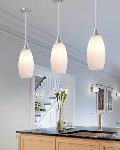 EDISHINE 3 Pack Handcrafted Art Glass Pendant Light Fixture-ZHHPL08E3