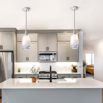 EDISHINE 1-Light Brushed Nickel Pendant-HHPL08F