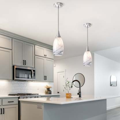 EDISHINE 1-Light Brushed Nickel Pendant-HHPL08F