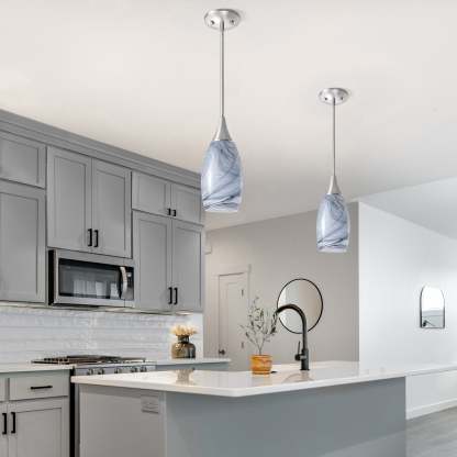 EDISHINE 1-Light Brushed Nickel Pendant-HHPL08F