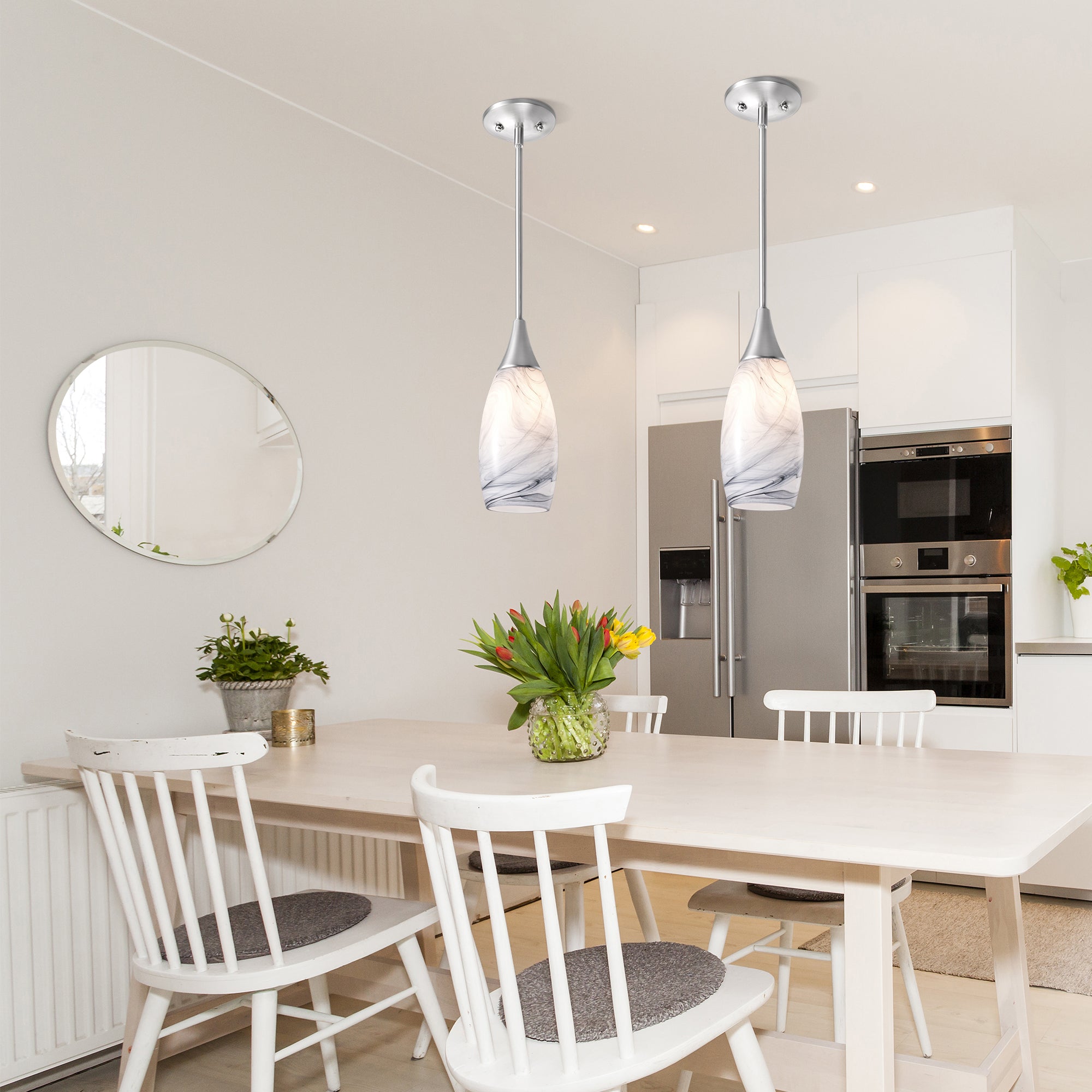EDISHINE 1-Light Brushed Nickel Pendant-HHPL08F