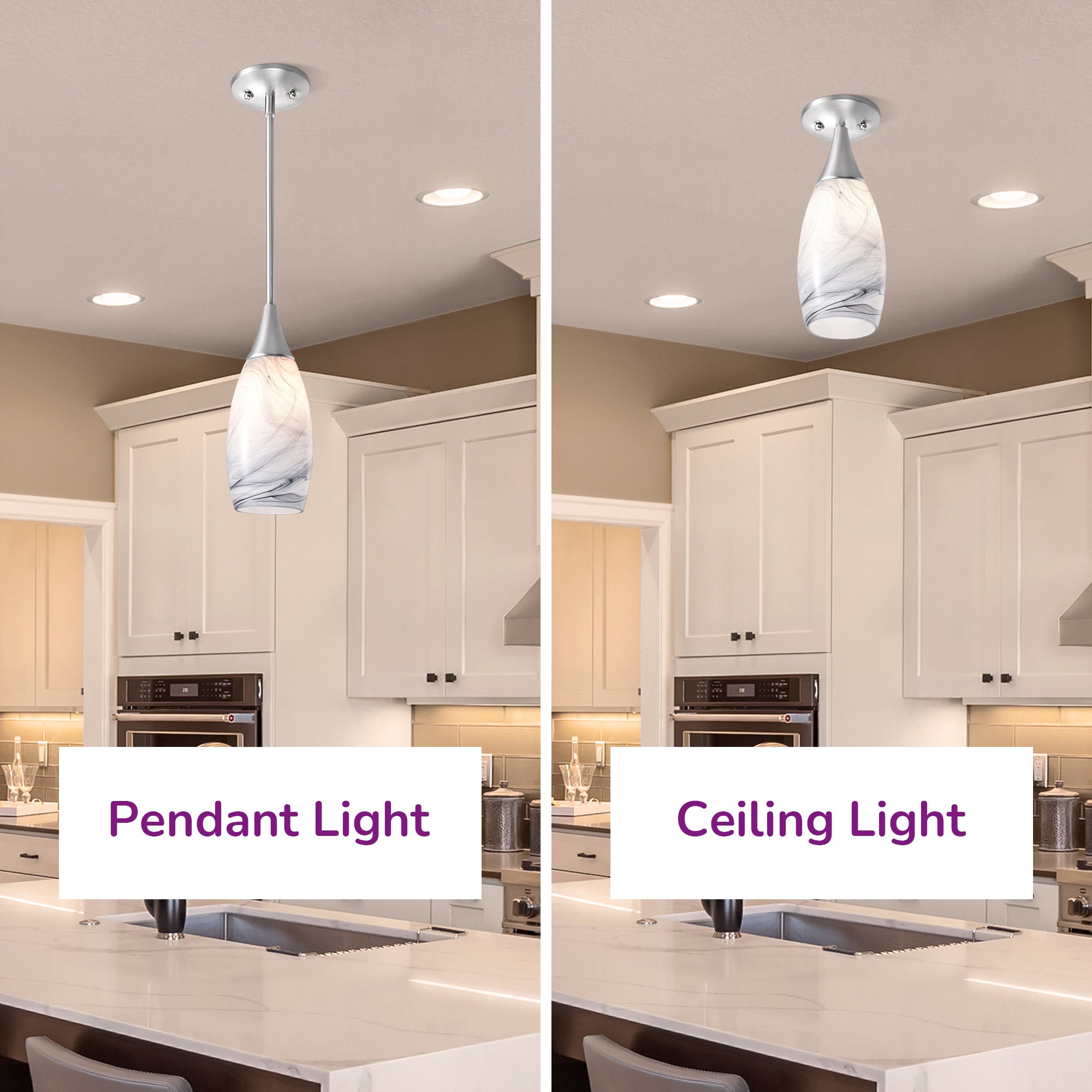 EDISHINE 1-Light Brushed Nickel Pendant-HHPL08F
