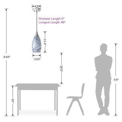 EDISHINE 1-Light Brushed Nickel Pendant-HHPL08F