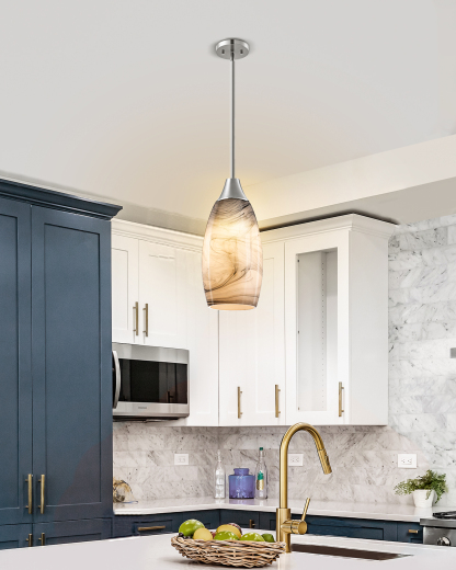 EDISHINE 1-Light Brushed Nickel Pendant-HHPL08F