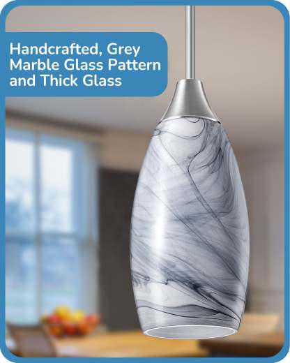 EDISHINE Handcrafted Art Glass Pendant Light Fixture-HHPL08G-B2B