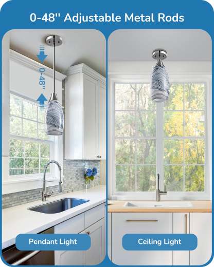EDISHINE Handcrafted Art Glass Pendant Light Fixture-HHPL08G-B2B