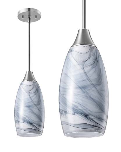 EDISHINE Handcrafted Art Glass Pendant Light Fixture-HHPL08G-B2B