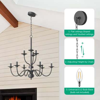 EDISHINE Traditional Chandelier,Dimmable-HHPL15C