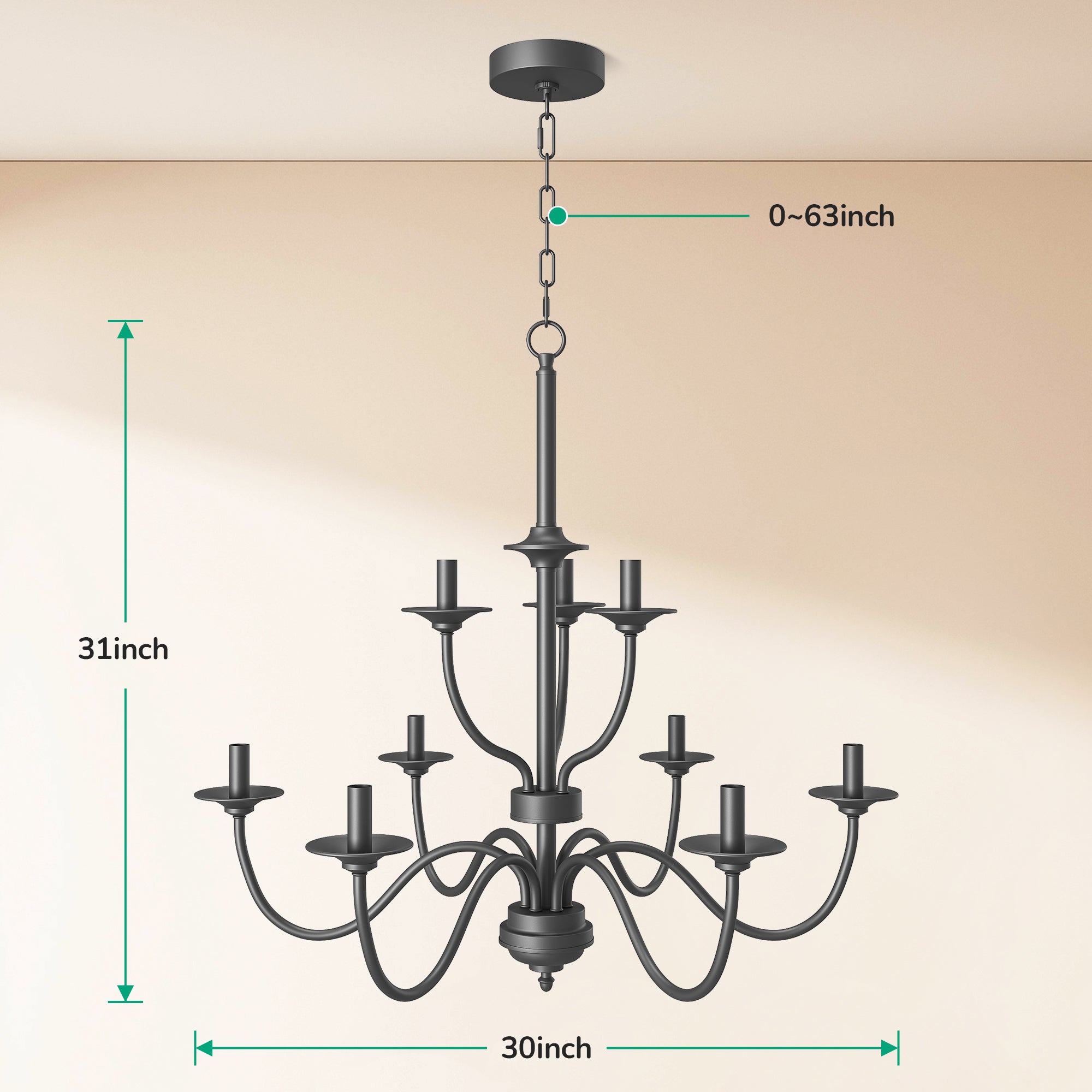 EDISHINE Traditional Chandelier,Dimmable-HHPL15C