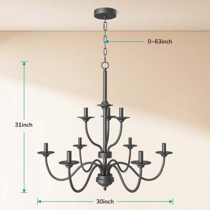 EDISHINE Traditional Chandelier,Dimmable-HHPL15C