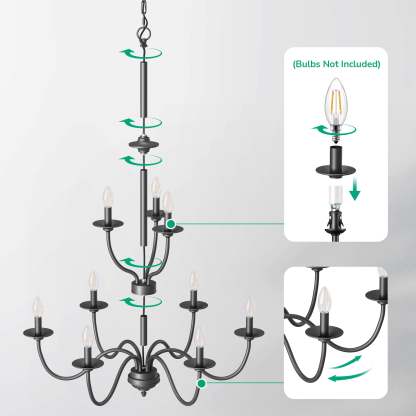 EDISHINE Traditional Chandelier,Dimmable-HHPL15C