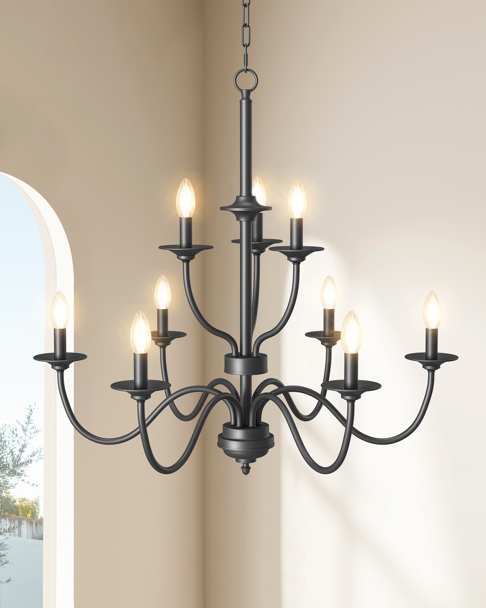 EDISHINE Traditional Chandelier,Dimmable-HHPL15C