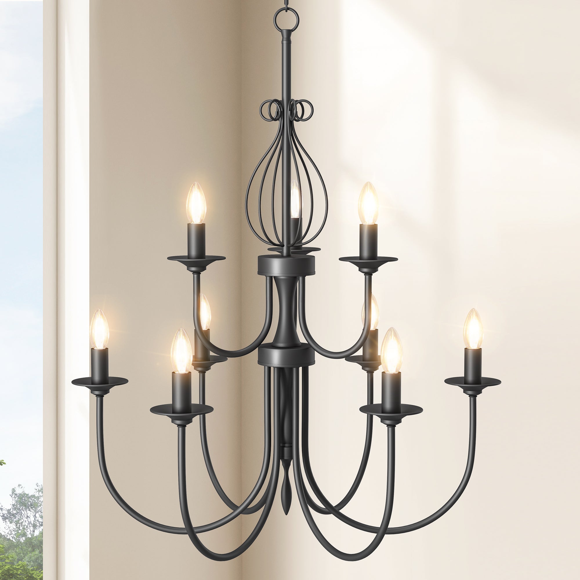 EDISHINE Traditional Chandelier,Dimmable-HHPL15D