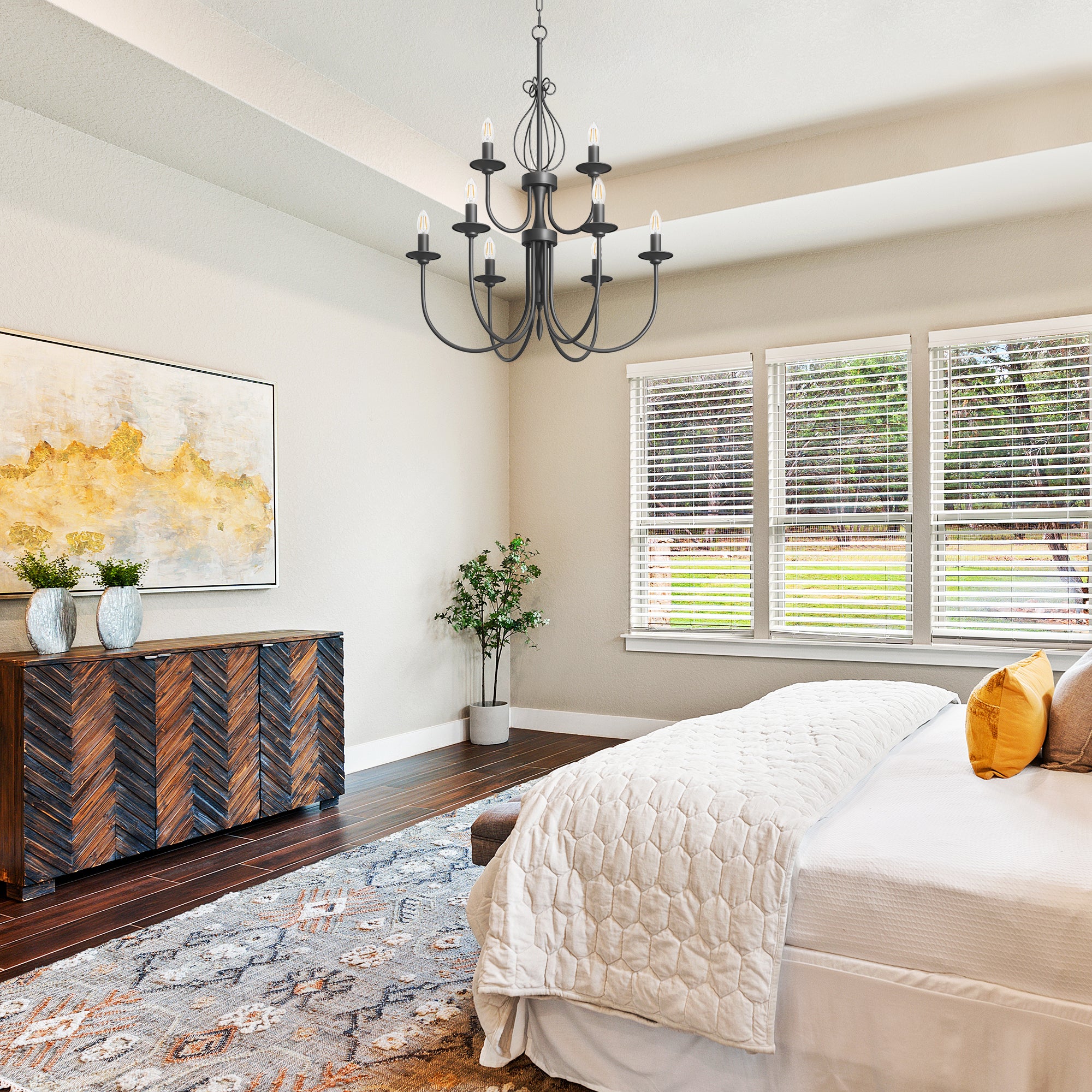 EDISHINE Traditional Chandelier,Dimmable-HHPL15D