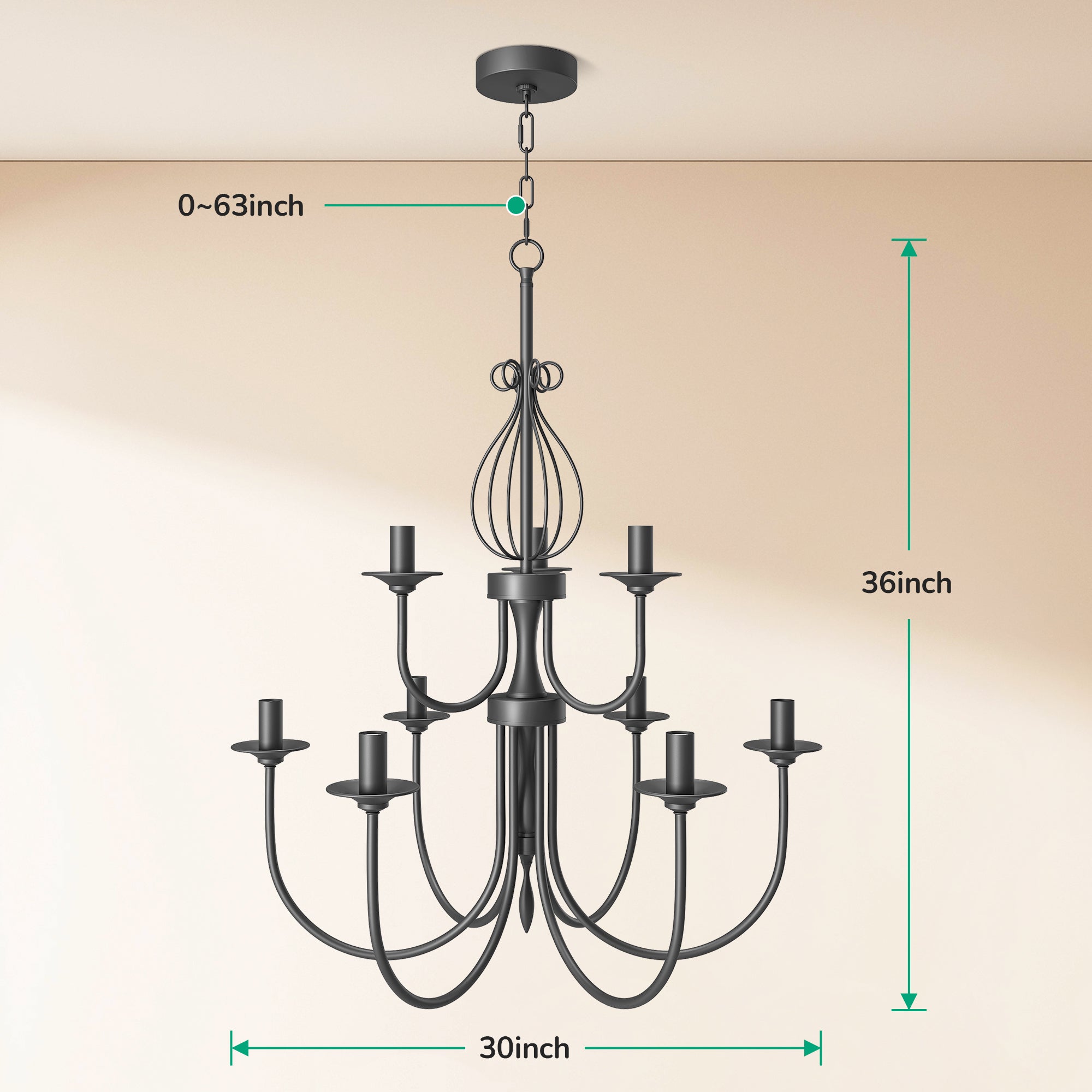EDISHINE Traditional Chandelier,Dimmable-HHPL15D