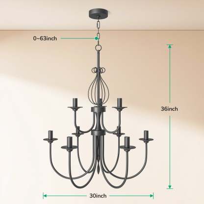 EDISHINE Traditional Chandelier,Dimmable-HHPL15D