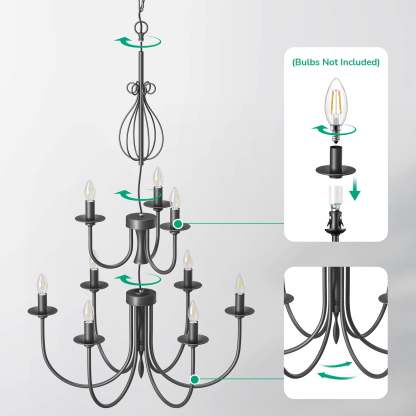 EDISHINE Traditional Chandelier,Dimmable-HHPL15D