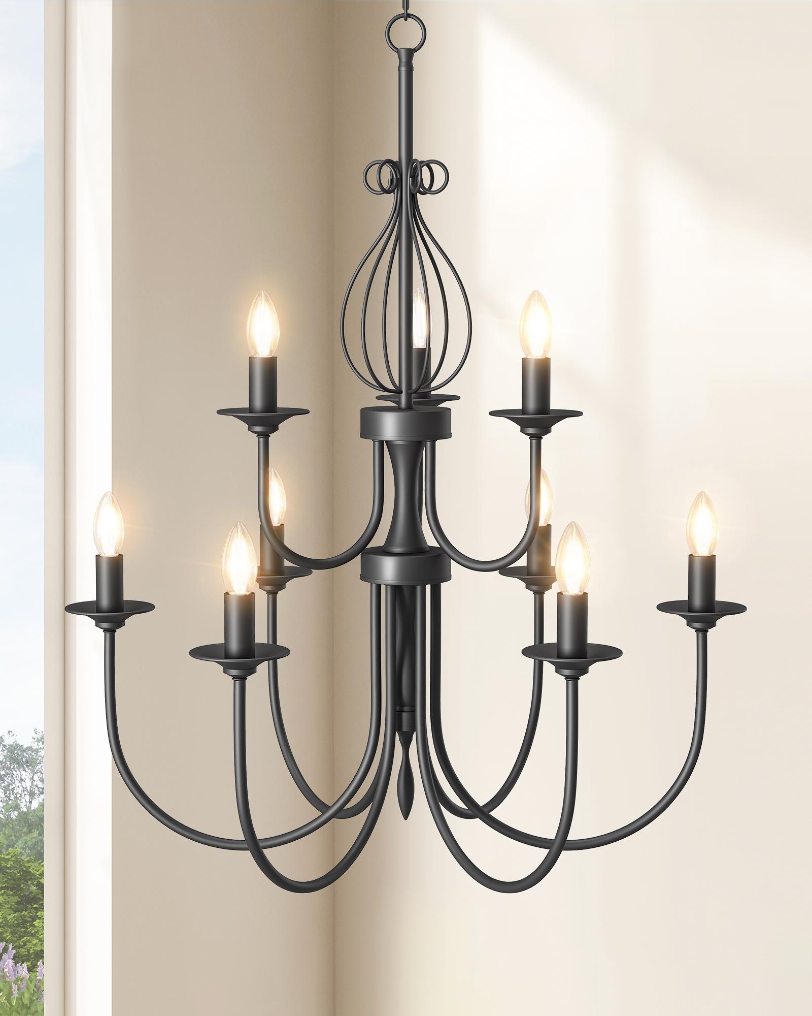 EDISHINE Traditional Chandelier,Dimmable-HHPL15D