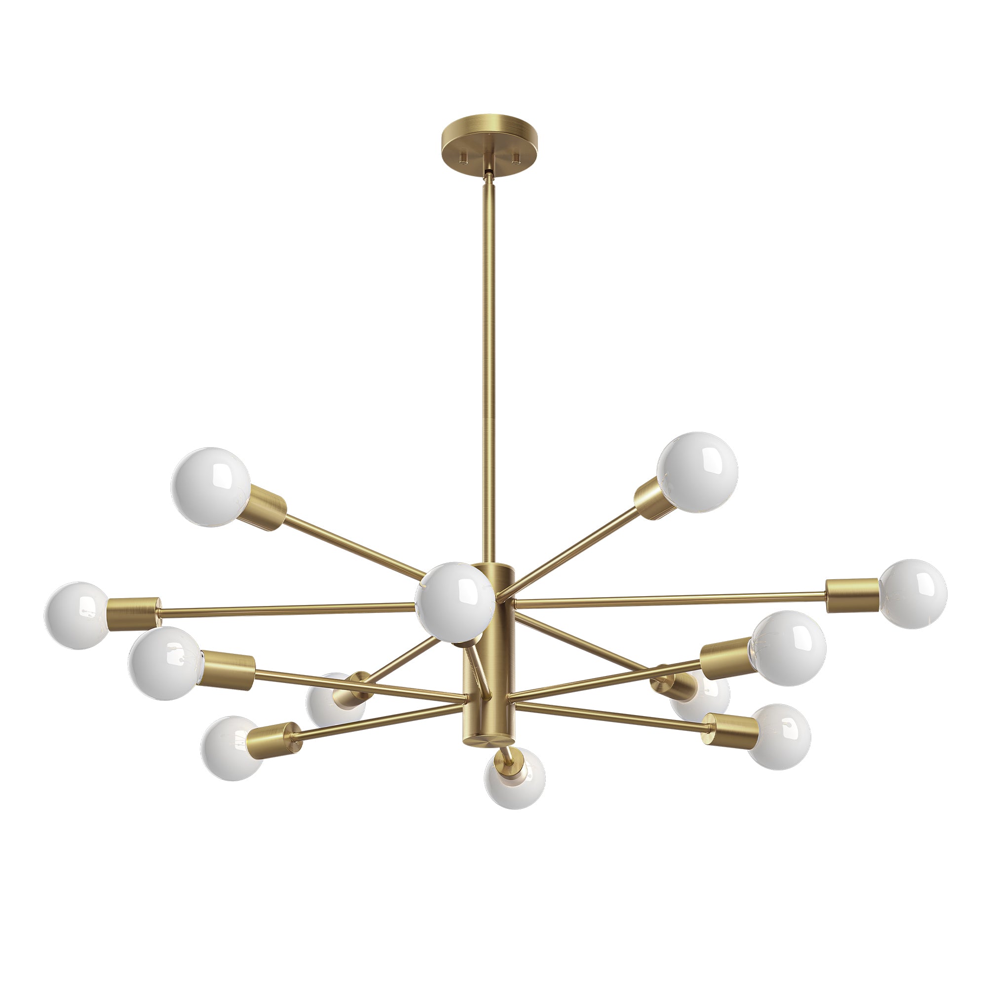 EDISHINE 12-Light Dimmable Sputnik Modern Linear Chandelier,Antique Brass-HHPL17B