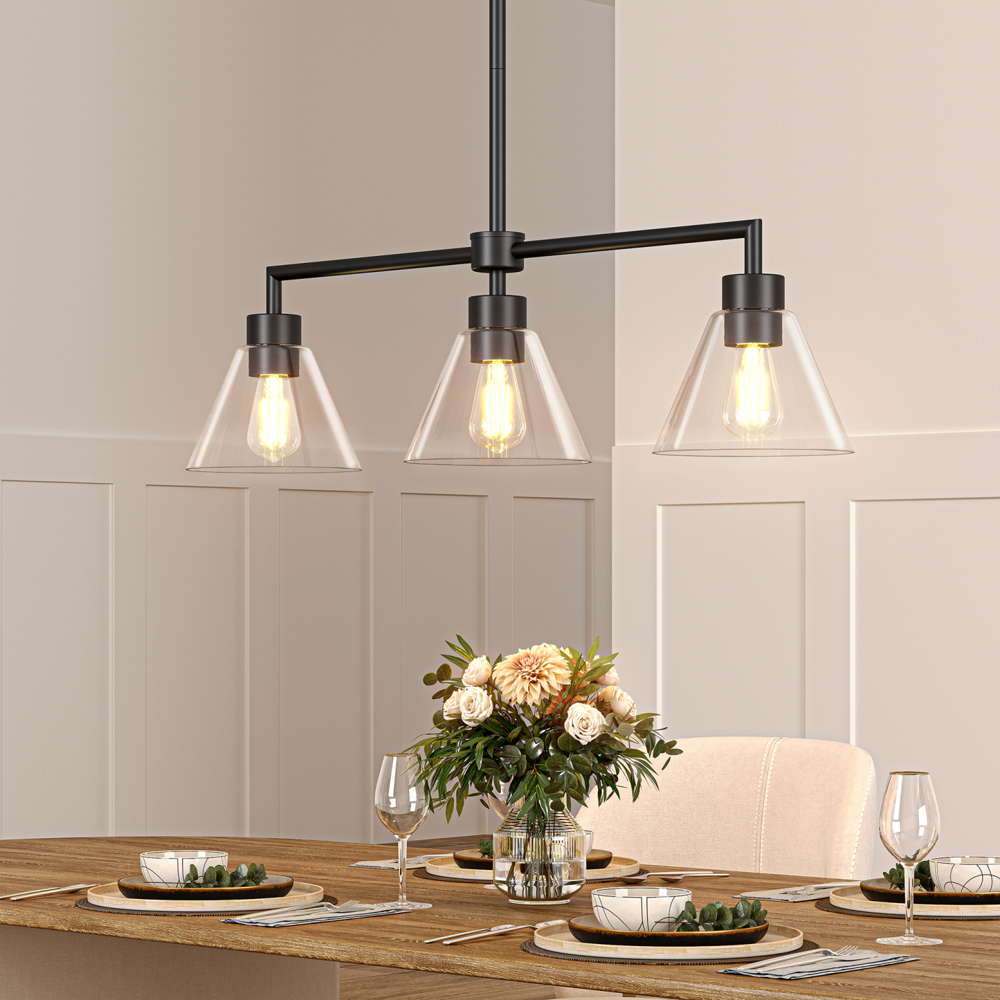 EDISHINE Light Dimmable Kitchen Island Modern Linear Chandelier-HHPL18A