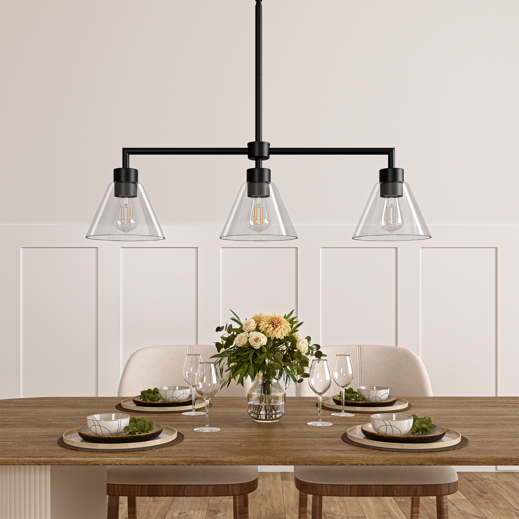 EDISHINE Light Dimmable Kitchen Island Modern Linear Chandelier-HHPL18A